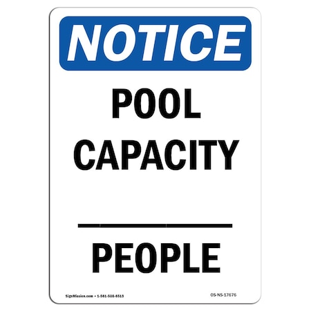 OSHA Notice Sign, Pool Capacity ____ People, 24in X 18in Rigid Plastic